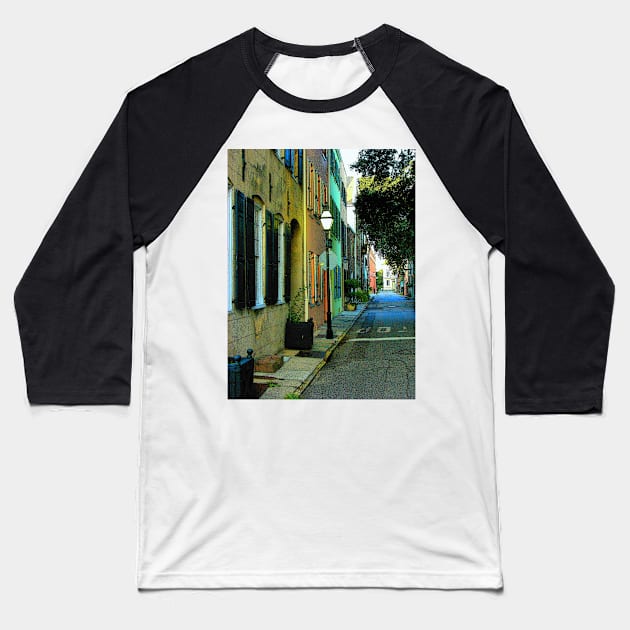 Back Street in Charleston Baseball T-Shirt by Rodwilliams